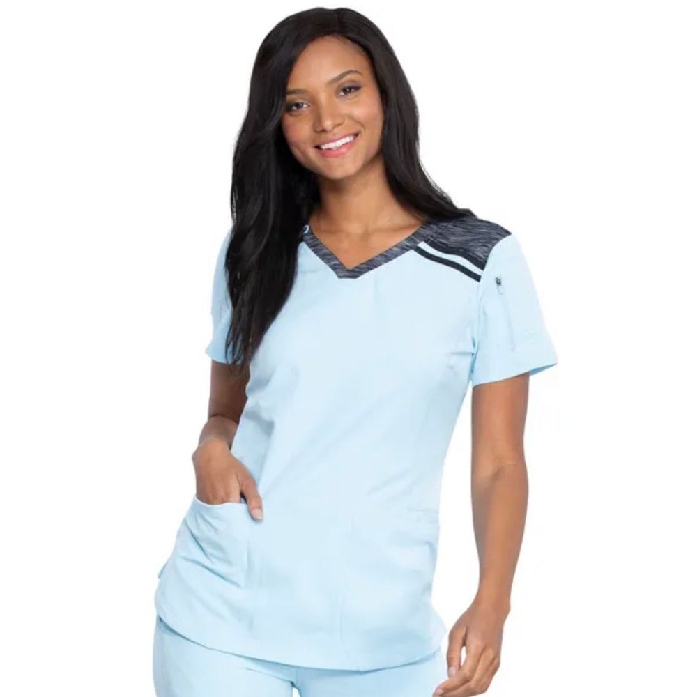 Dickies #Dk740-Skylight. V-Neck Top. Scrub Medical Size Medium